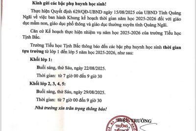 Thông báo tựu trường
